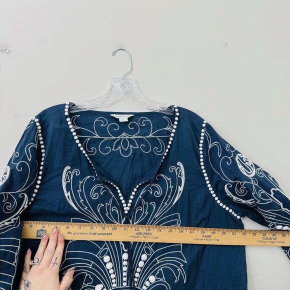 Sundance Blue Cotton Embroidered Pace Tunic Dress Women’s Size XL - Picture 4 of 7